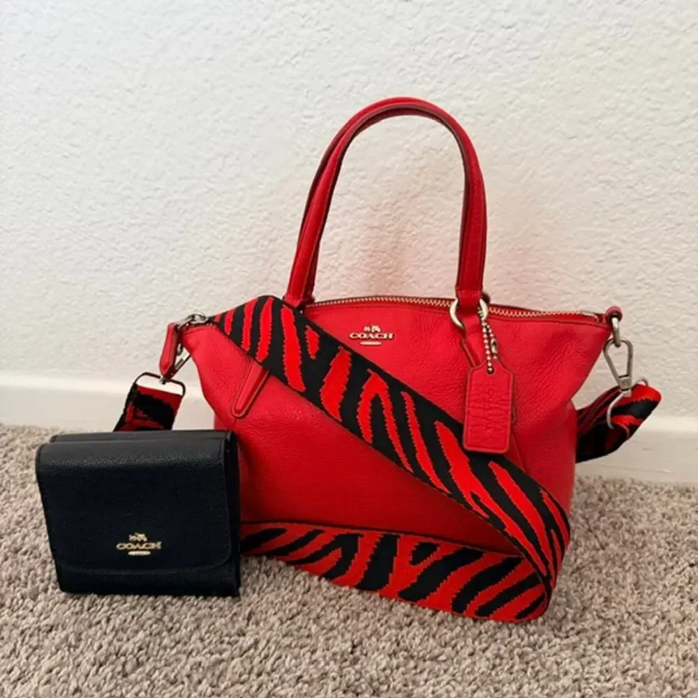 Coach Red Crossbody Kelsey Bag F57563 Coach Wallet Non-Coach Zebra Strap